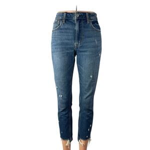 Abercrombie & Fitch Blue Distressed Frayed Raw Hem Skinny Denim Jeans Pants 24